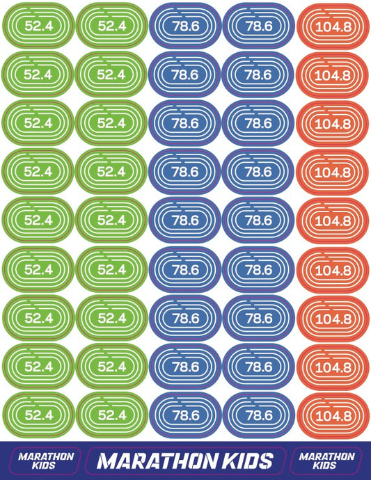 Big Milestone Sticker Sheet: 52.4, 78.6, 104.8 Miles